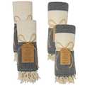 Deerlux 100% Cotton Turkish Hand Towels and Bath Towels, Diamond Peshtemal, Black, PK 2 QI004448.BK